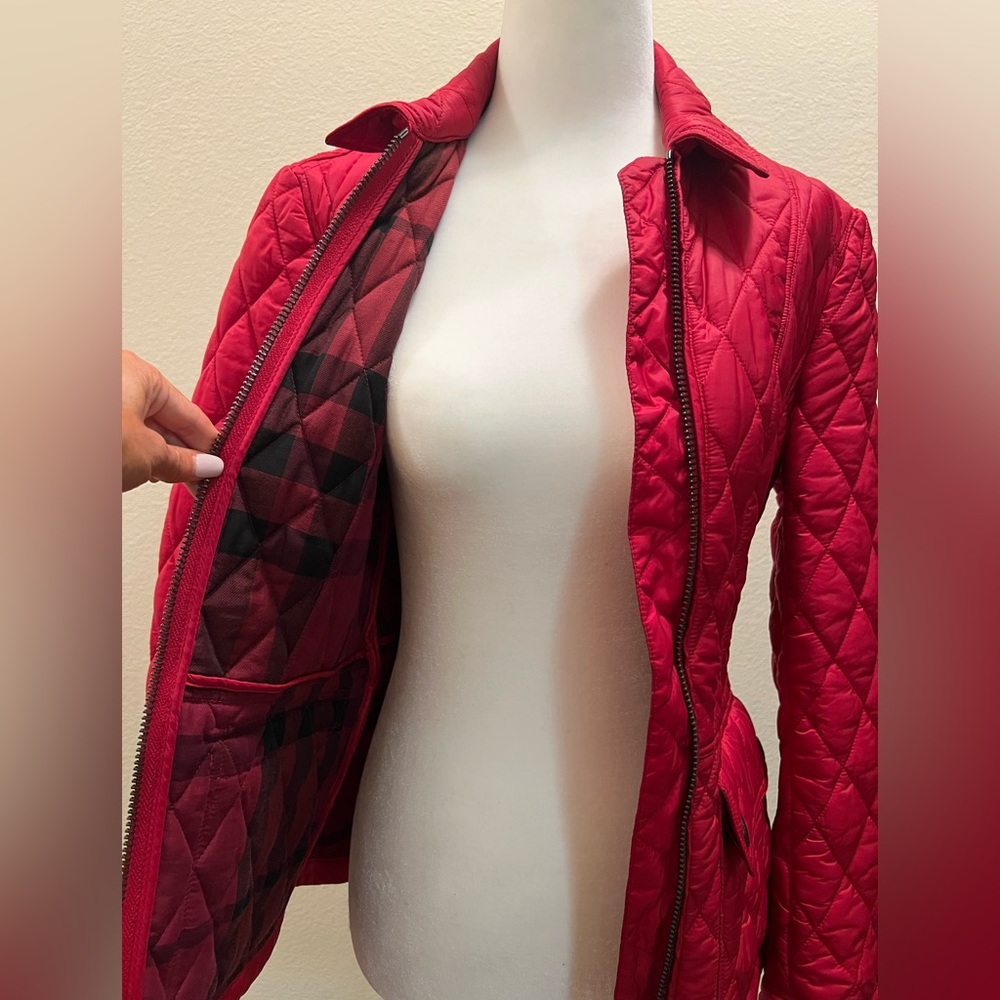 Burberry Brit Red Quilted Jacket Small EUC